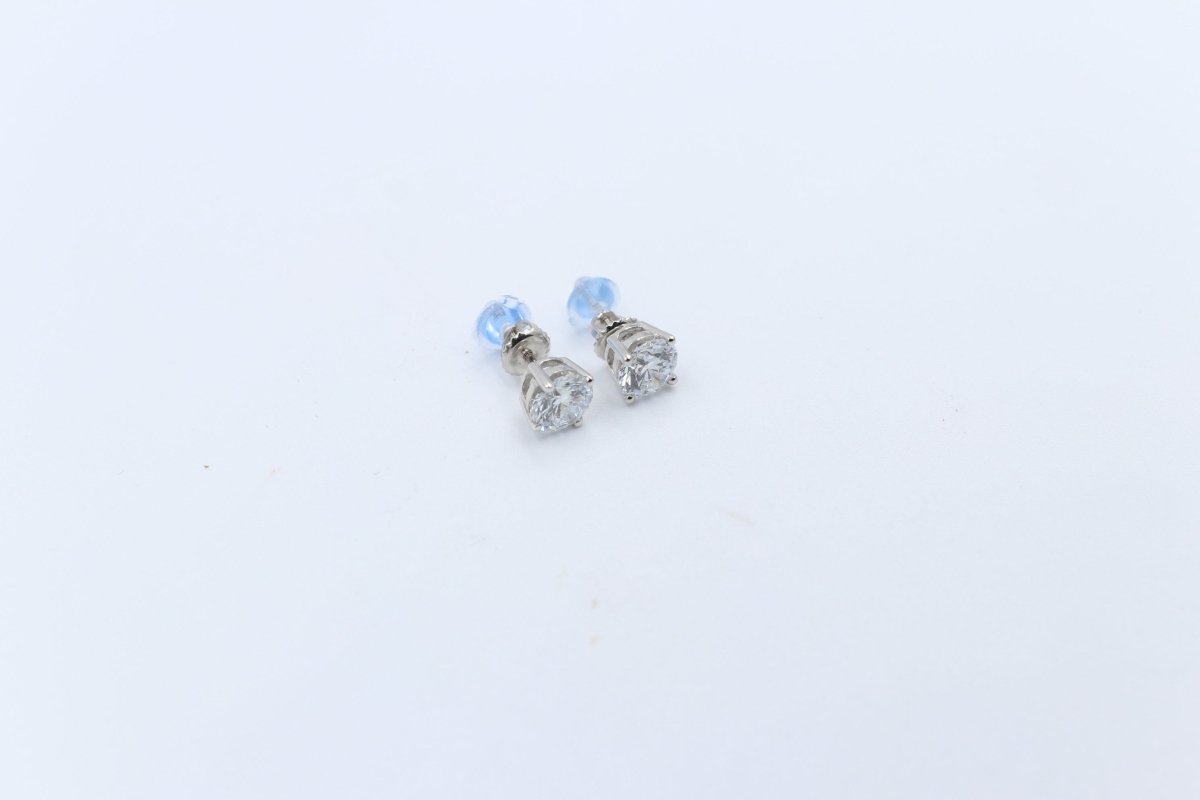 14kt Gold Set Lab Grown Diamond Stud Earrings TDW 2ct