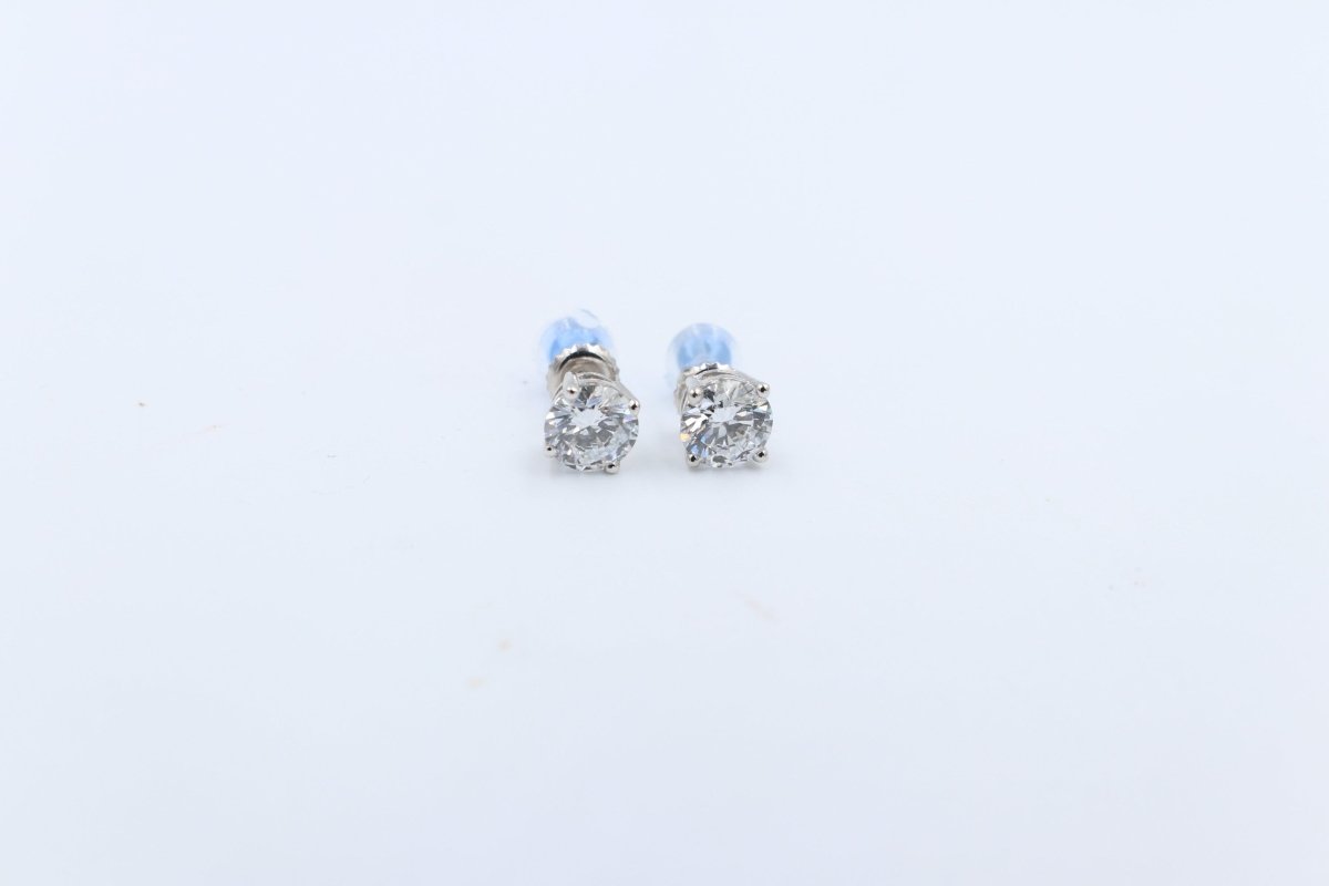 14kt Gold Set Lab Grown Diamond Stud Earrings TDW 2ct