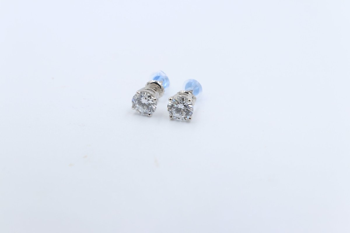 14kt Gold Set Lab Grown Diamond Stud Earrings TDW 2ct