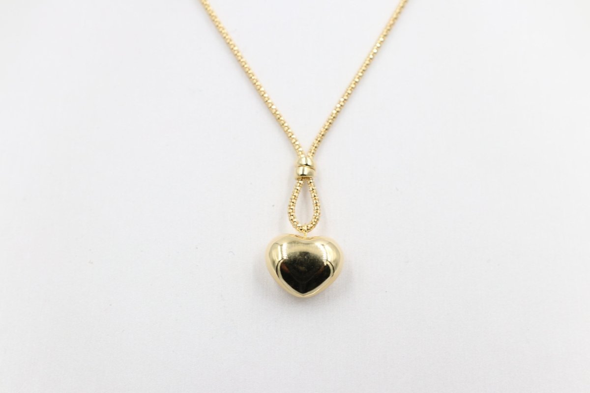 9ct Gold Lariat Style Necklace with Heart 42cm