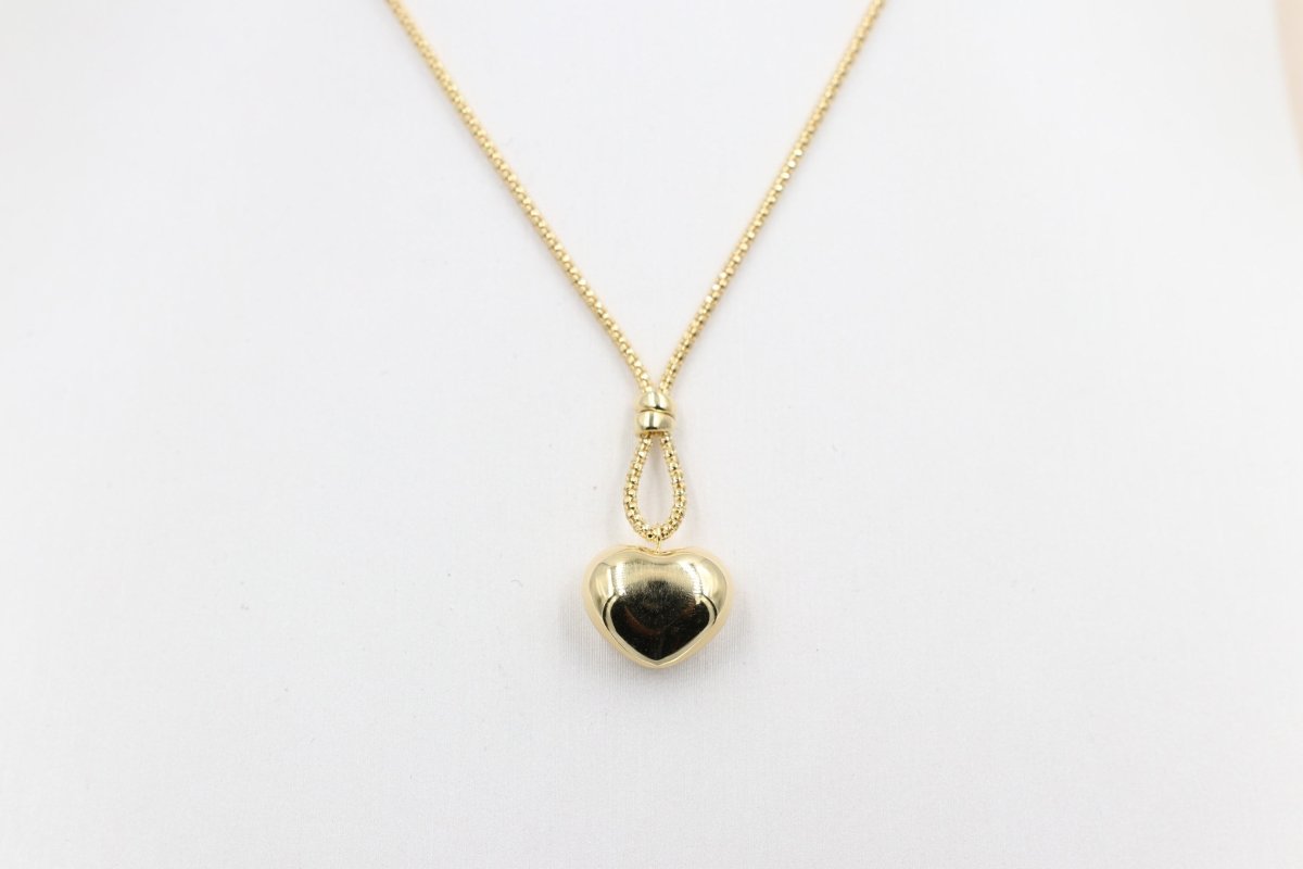 9ct Gold Lariat Style Necklace with Heart 42cm