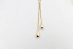 9ct Gold Lariat Style Necklace with Teardrops 45cm