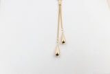9ct Gold Lariat Style Necklace with Teardrops 45cm