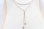 9ct Gold Lariat Style Necklace with Teardrops 45cm