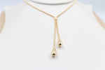 9ct Gold Lariat Style Necklace with Teardrops 45cm