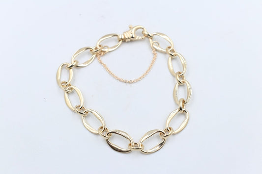9ct Gold Handmade Long flat Oval Fancy Bracelet B9385SJ