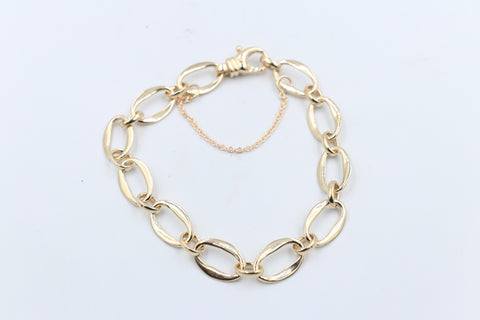 9ct Gold Handmade Long flat Oval Fancy Bracelet B9385SJ