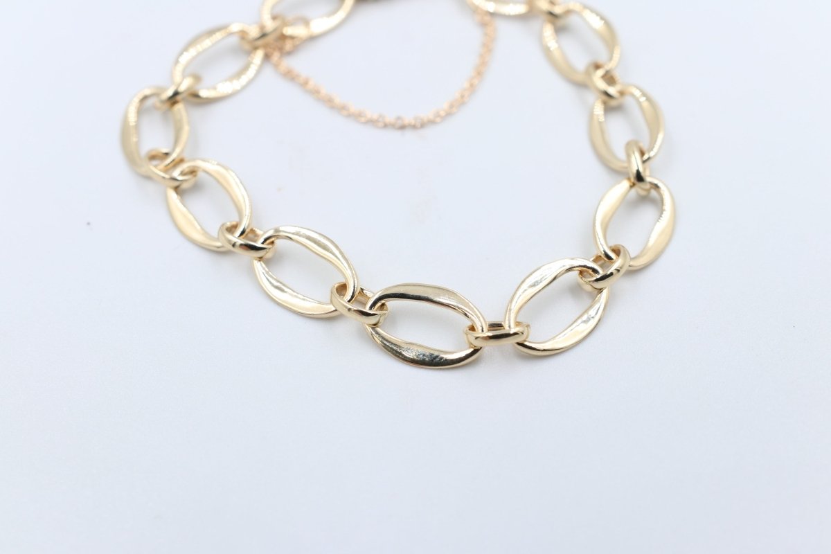 9ct Gold Handmade Long flat Oval Fancy Bracelet B9385SJ
