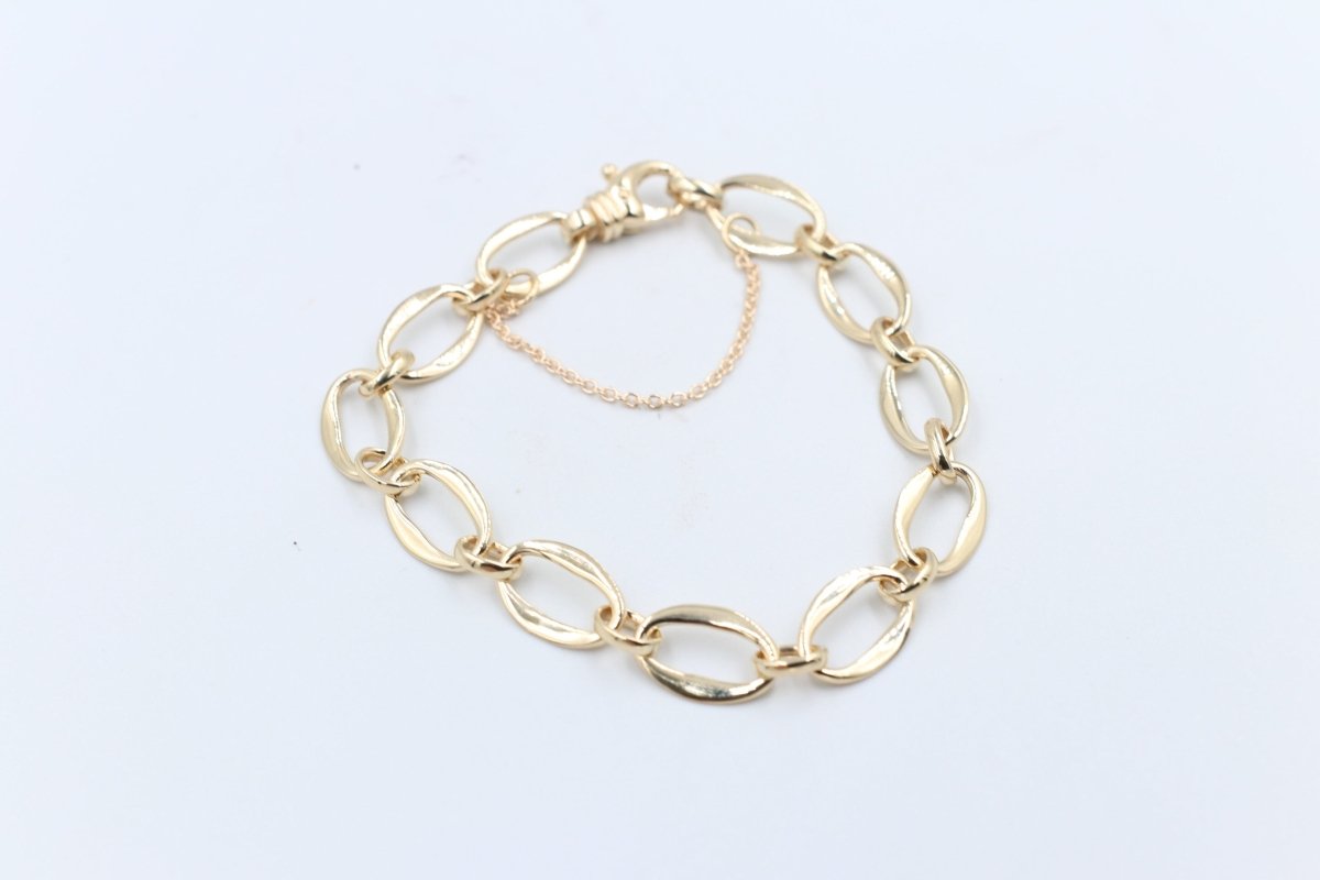 9ct Gold Handmade Long flat Oval Fancy Bracelet B9385SJ