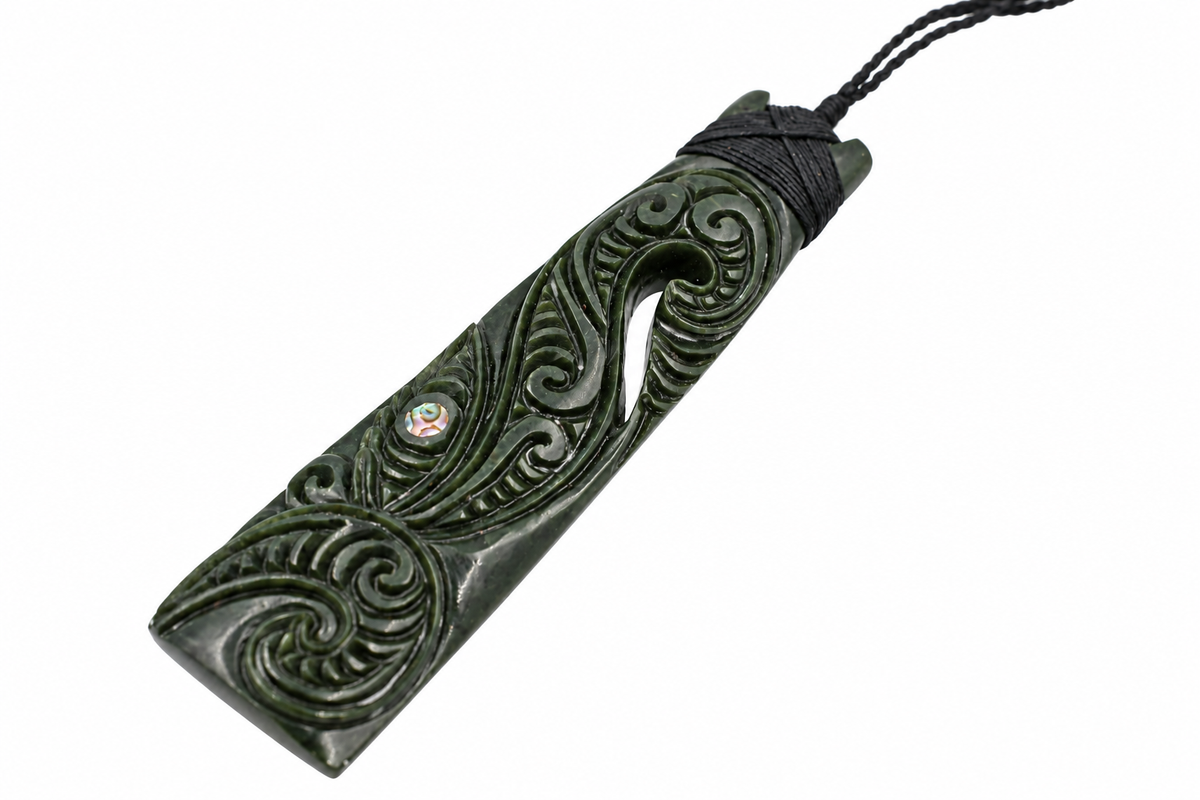 New Zealand Greenstone Toki with Manaia face JP209