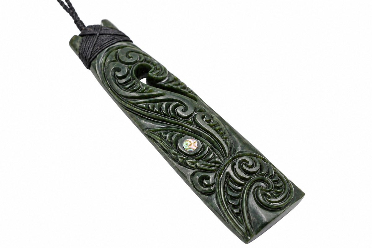 New Zealand Greenstone Toki with Manaia face JP209