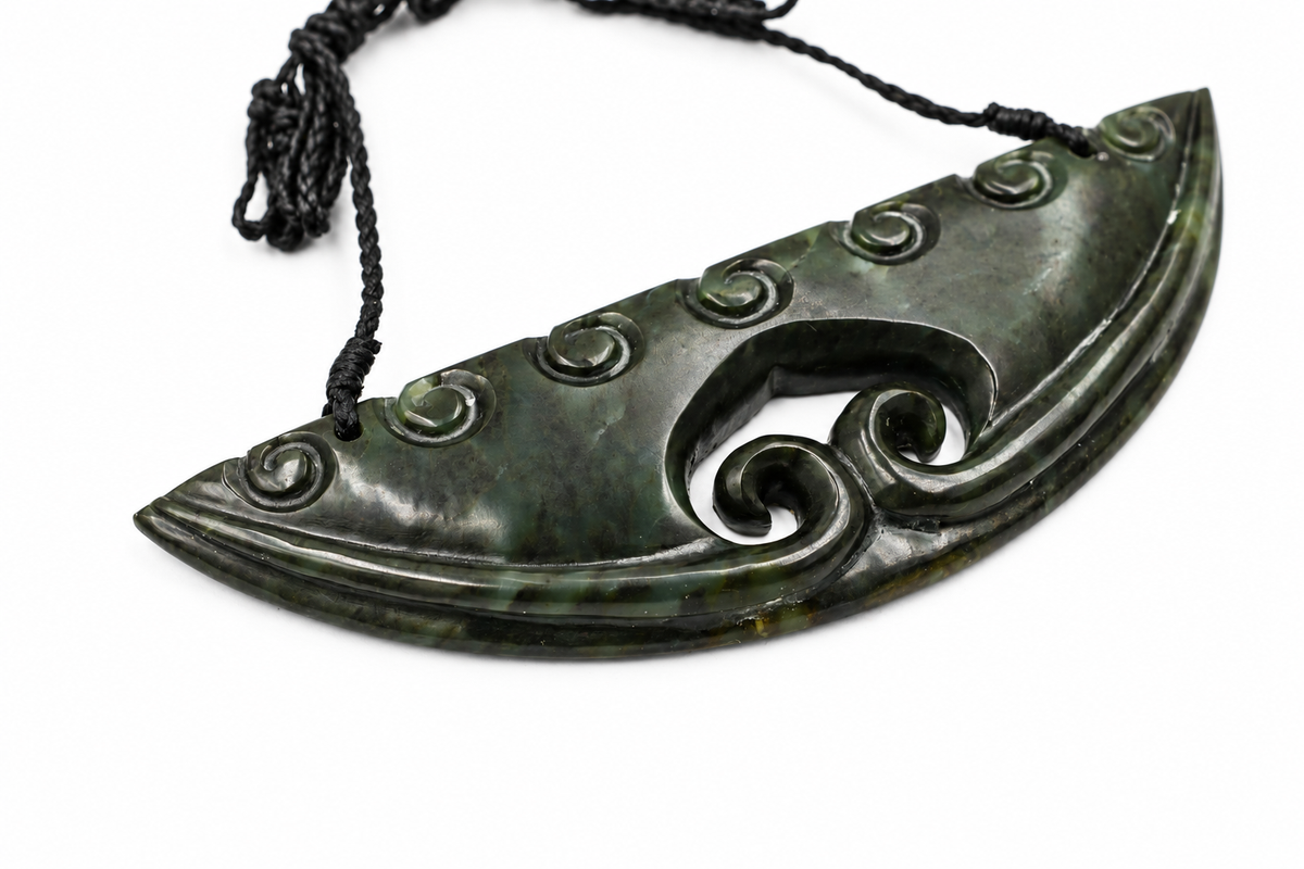New Zealand Greenstone Breastplate with Koru - JP213