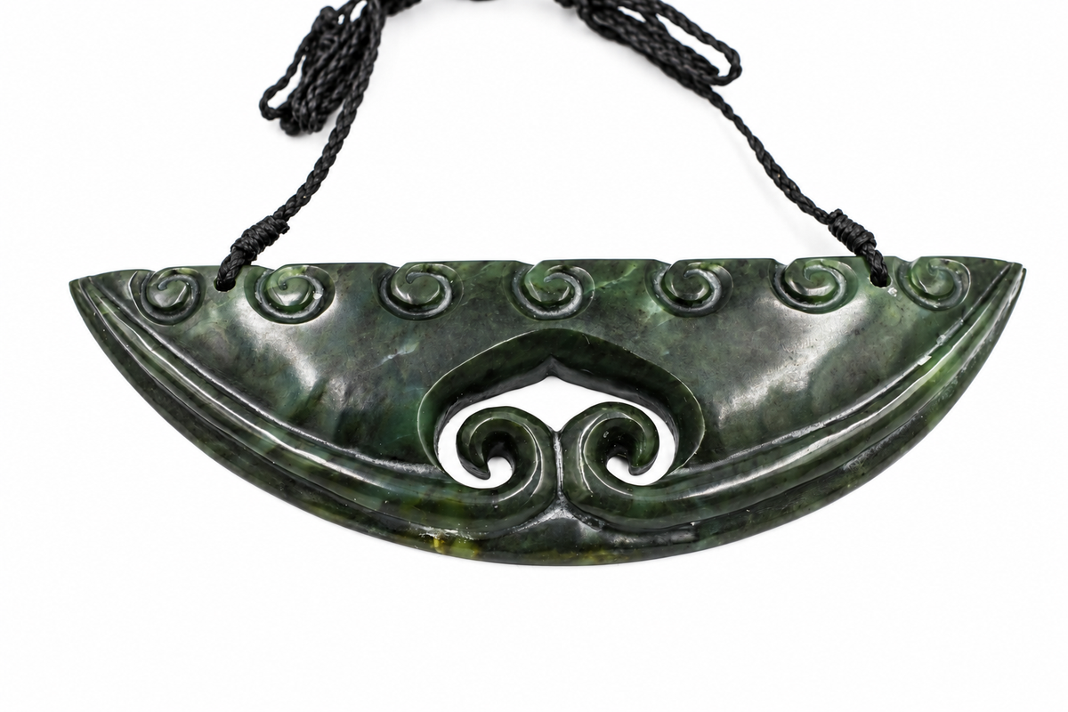 New Zealand Greenstone Breastplate with Koru - JP213