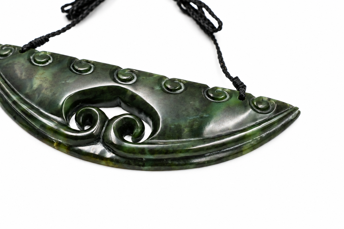 New Zealand Greenstone Breastplate with Koru - JP213