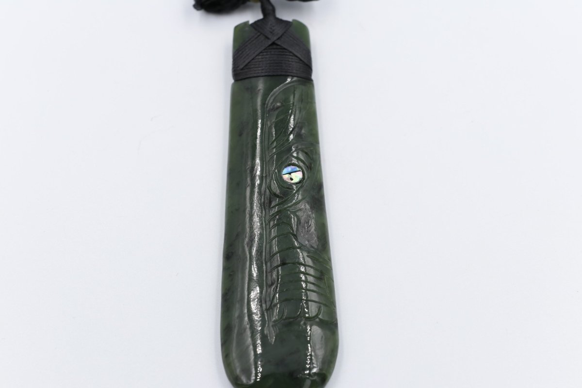 New Zealand Greenstone Wrapped Engraved Toki 125mm
