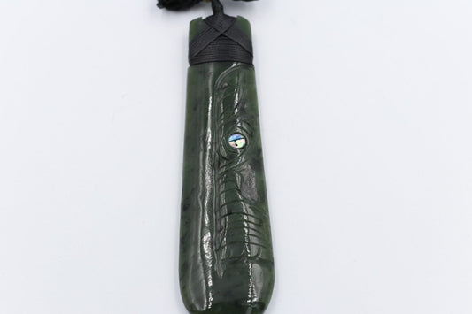 New Zealand Greenstone Wrapped Engraved Toki 125mm