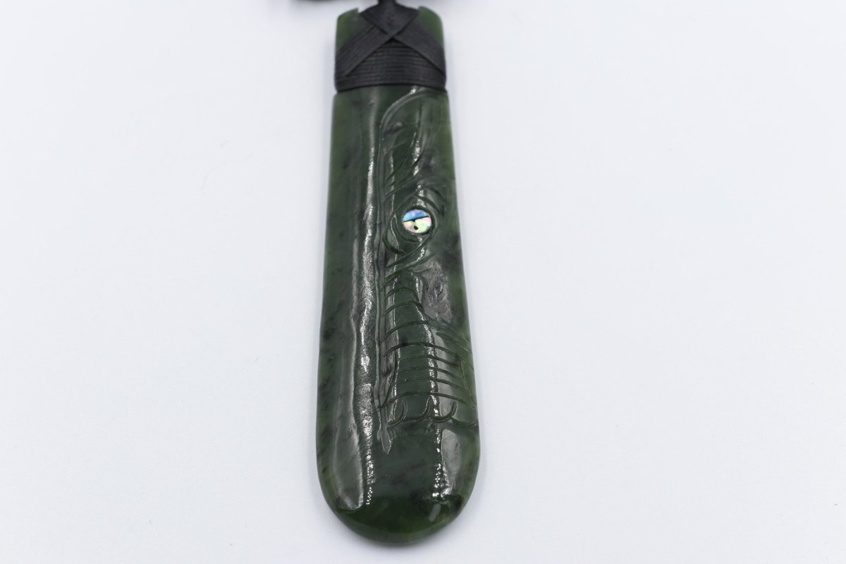 New Zealand Greenstone Wrapped Engraved Toki 125mm