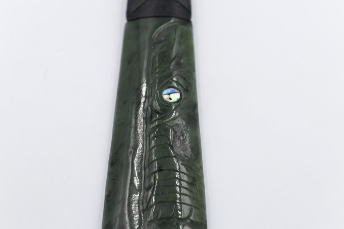 New Zealand Greenstone Wrapped Engraved Toki 125mm