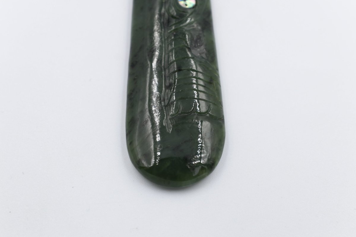 New Zealand Greenstone Wrapped Engraved Toki 125mm