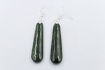 Stg Silver NZ Greenstone Drop Earrings