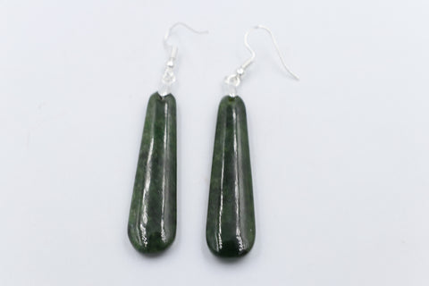 Stg Silver NZ Greenstone Drop Earrings