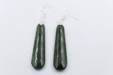 Stg Silver NZ Greenstone Drop Earrings