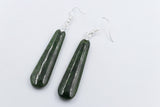 Stg Silver NZ Greenstone Drop Earrings