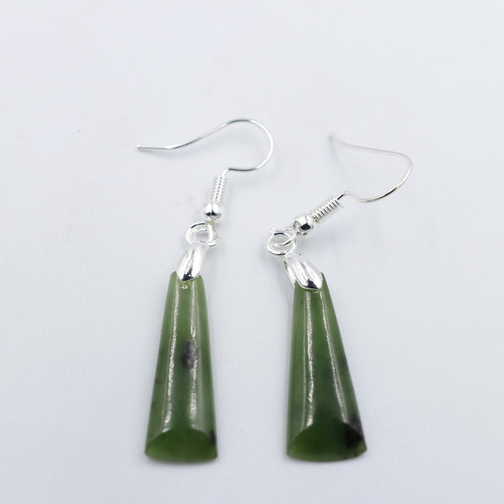 Stg Silver set New Zealand Greenstone Drop Earrings