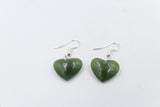Stg Silver Greenstone Drop Heart Earrings