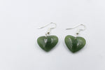 Stg Silver Greenstone Drop Heart Earrings