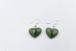 Stg Silver Greenstone Drop Heart Earrings