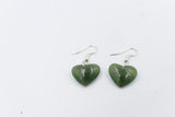 Stg Silver Greenstone Drop Heart Earrings