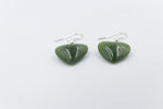 Stg Silver Greenstone Drop Heart Earrings