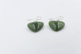 Stg Silver Greenstone Drop Heart Earrings