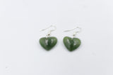 Stg Silver Greenstone Drop Heart Earrings