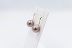9ct Gold Fresh water naturel Lavender Pearl drop Earrings