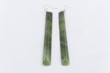 New Zealand Greenstone Drop Sth Silver set Toki Earrings GE007