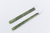 New Zealand Greenstone Drop Sth Silver set Toki Earrings GE007