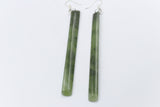 New Zealand Greenstone Drop Sth Silver set Toki Earrings GE007