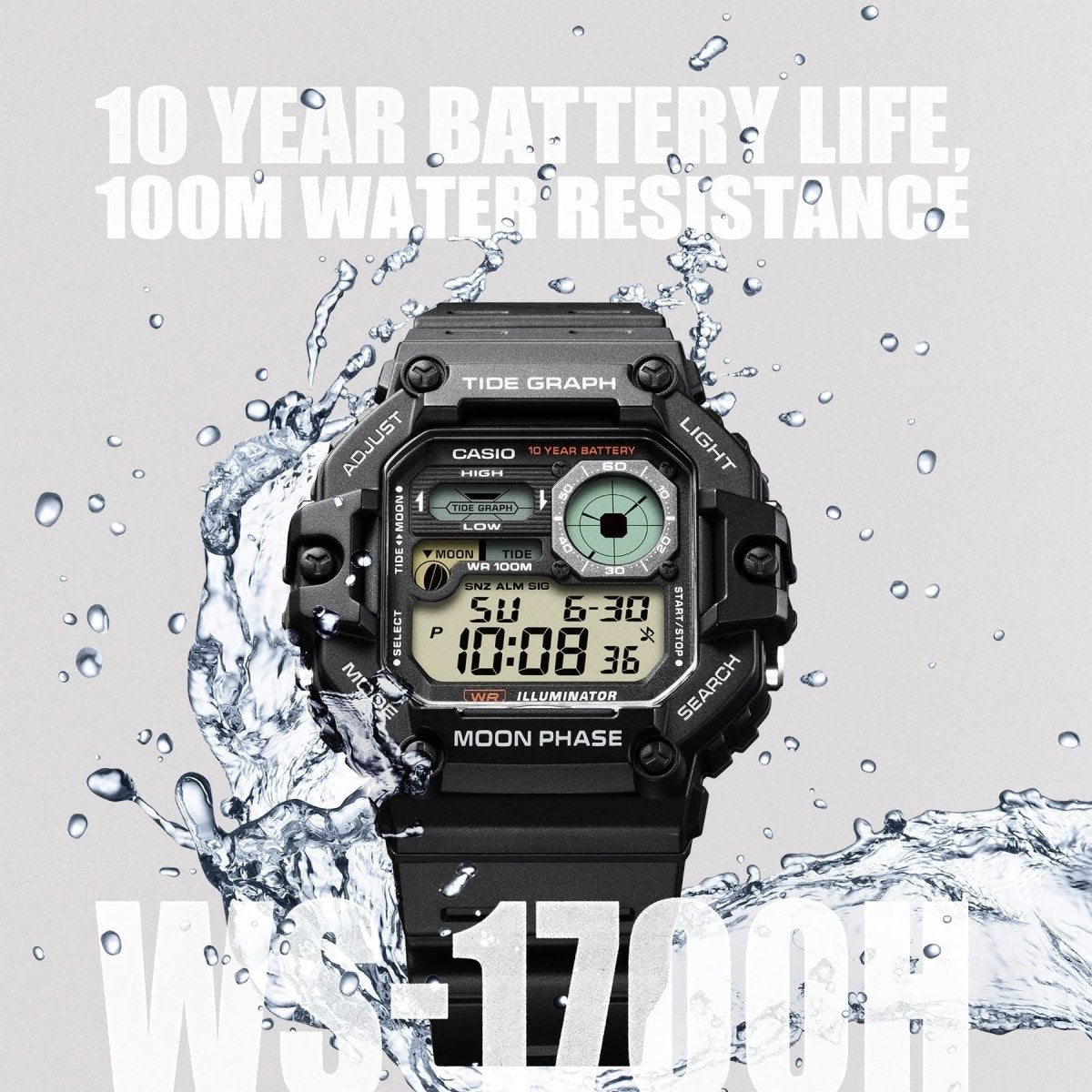 Casio Digital Moon and Tide watch WS1700H-1A