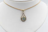 9ct Gold Blue Topaz & Diamond Pendent SYP3236