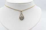 9ct Gold Blue Topaz & Diamond Pendent SYP3236