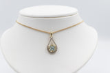 9ct Gold Blue Topaz & Diamond Pendent SYP3236