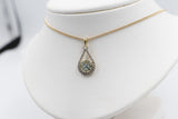 9ct Gold Blue Topaz & Diamond Pendent SYP3236