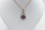 9ct Yellow Gold Amethyst & Diamond Pendent SYP3273A