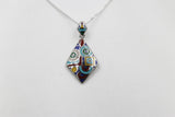 Stg Silver Enamel Painted Pendent and Earring Set IRA23