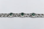 Stg Silver Oxidised Bracelet with Syn Emerald Stones