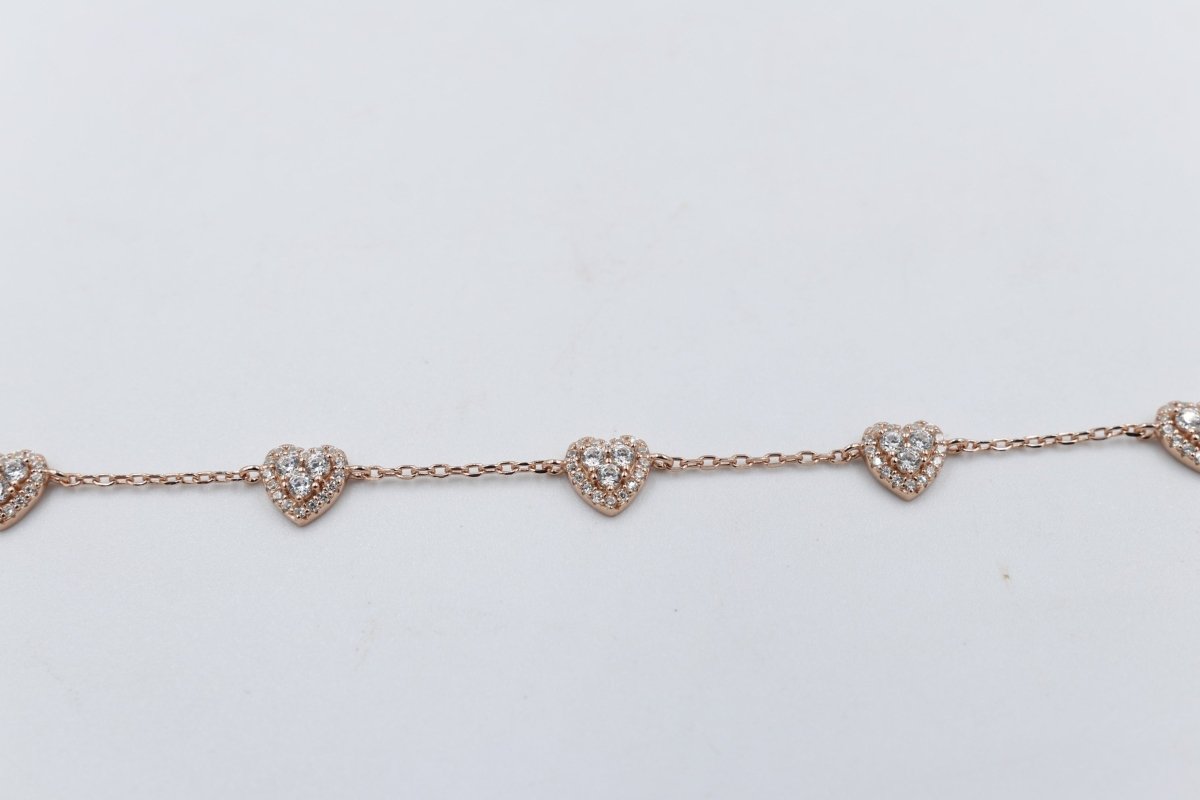 Stg Silver Fine Bracelet with Rose Gold Plate