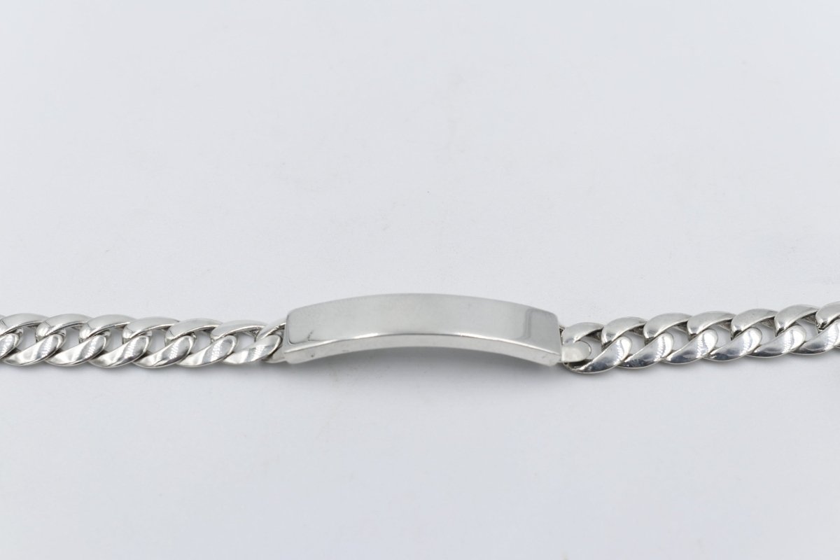 Sterling Silver Rounded Curb ID bracelet IRA29