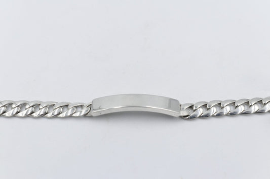 Sterling Silver Rounded Curb ID bracelet IRA29